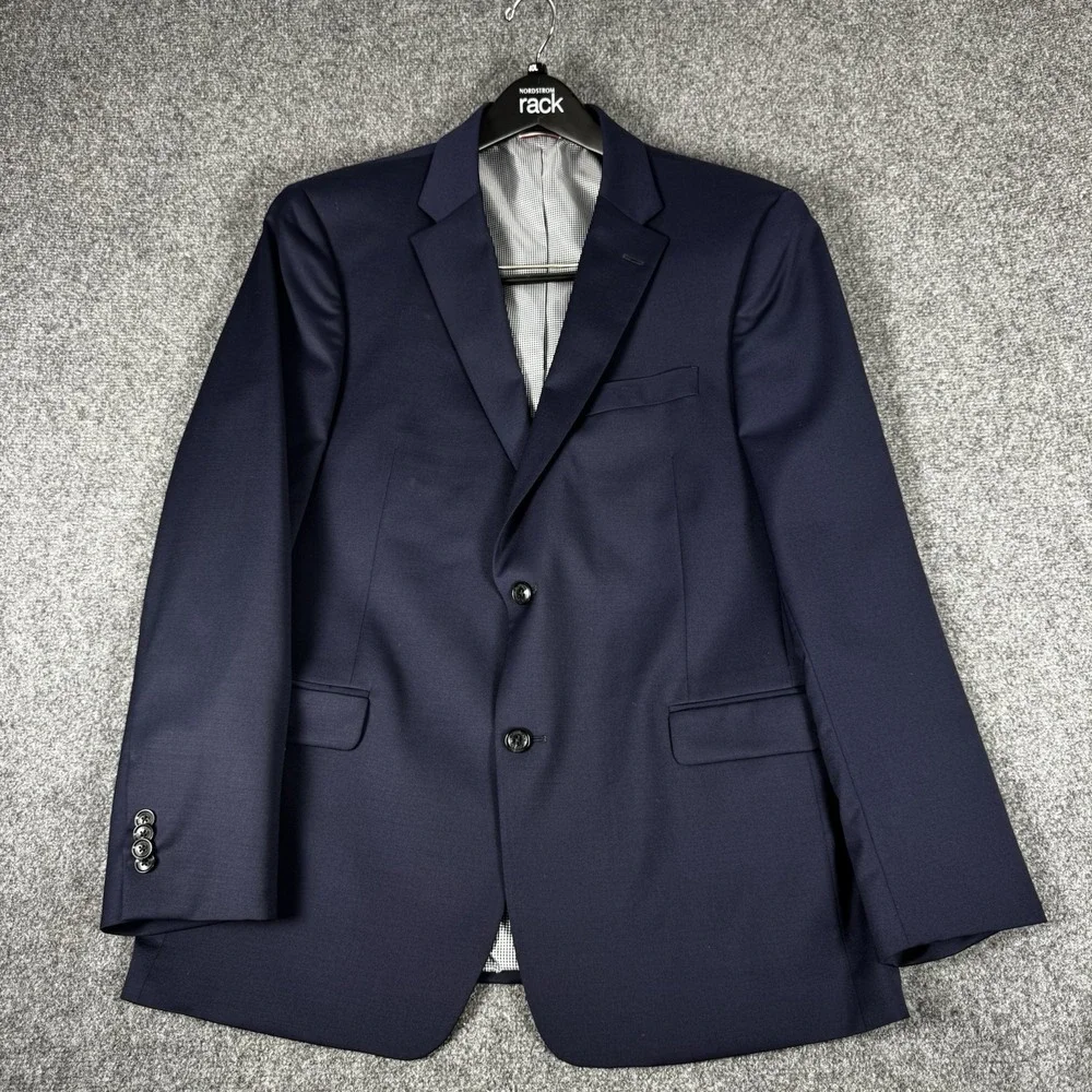 Tommy Hilfiger Men Blue Solid Modern Fit Blazer Suit Jacket Size: 44R
